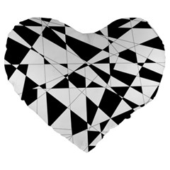 Shattered Life In Black & White Large 19  Premium Heart Shape Cushion by StuffOrSomething