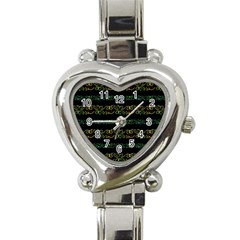 Modern Lace Stripe Pattern Heart Italian Charm Watch  by dflcprints