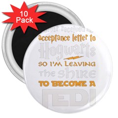 Howarts Letter 3  Button Magnet (10 Pack) by empyrie