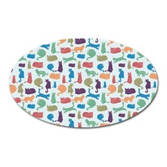 Blue Colorful Cats Silhouettes Pattern Oval Magnet by Contest580383