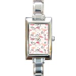 Flamingo Pattern Rectangle Italian Charm Watches Front