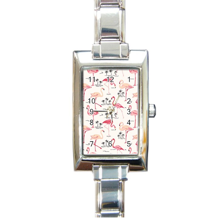 Flamingo Pattern Rectangle Italian Charm Watches