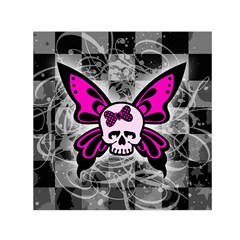 Skull Butterfly Small Satin Scarf (square)  by ArtistRoseanneJones