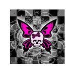 Skull Butterfly Small Satin Scarf (Square)  Front