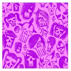 Purple Skull Sketches Large Satin Scarf (square) by ArtistRoseanneJones