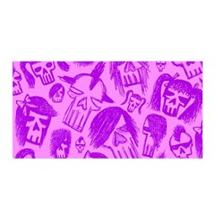 Purple Skull Sketches Satin Wrap by ArtistRoseanneJones