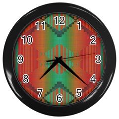 Striped Tribal Pattern Wall Clock (black) by LalyLauraFLM