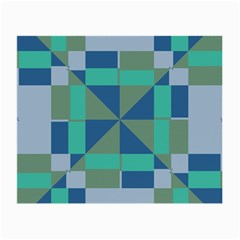 Green Blue Shapes Small Glasses Cloth (2 Sides) by LalyLauraFLM