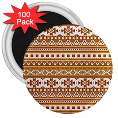 Fancy Tribal Borders Golden 3  Magnets (100 Pack) by ImpressiveMoments