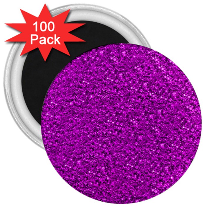 Sparkling Glitter Hot Pink 3  Magnets (100 pack)