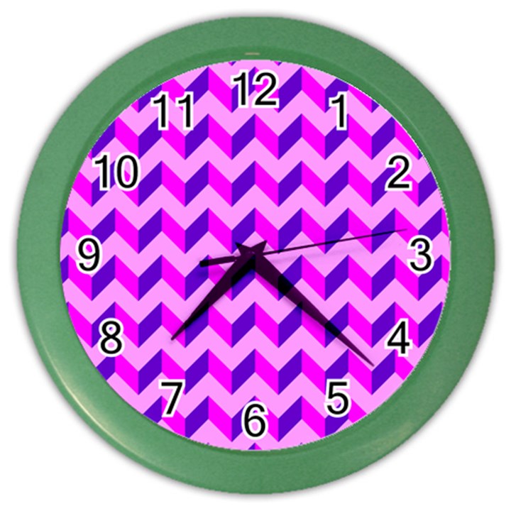 Modern Retro Chevron Patchwork Pattern Color Wall Clocks