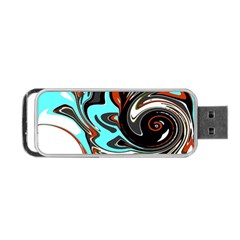 Abstract In Aqua, Orange, And Black Portable Usb Flash (two Sides) by digitaldivadesigns