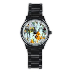 Abstract Country Garden Stainless Steel Round Watches by digitaldivadesigns