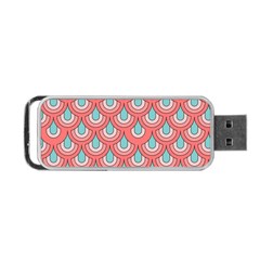 70s Peach Aqua Pattern Portable Usb Flash (two Sides) by ImpressiveMoments