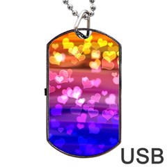 Lovely Hearts, Bokeh Dog Tag Usb Flash (one Side) by ImpressiveMoments