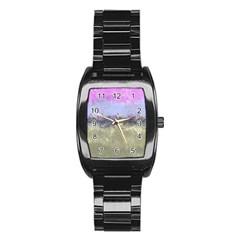 Abstract Garden In Pastel Colors Stainless Steel Barrel Watch by digitaldivadesigns