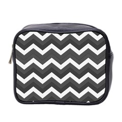 Chevron Dark Gray Mini Toiletries Bag 2-side by ImpressiveMoments