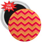 Chevron Peach 3  Magnets (100 pack) Front