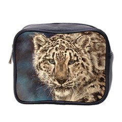 Snow Leopard Mini Travel Toiletry Bag (two Sides) by ArtByThree