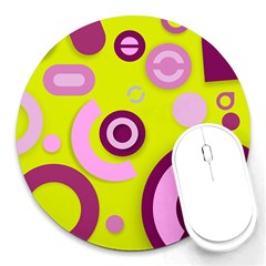 Florescent Yellow Pink Abstract  Round Mousepads by OCDesignss