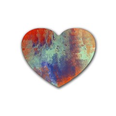 Abstract In Green, Orange, And Blue Heart Coaster (4 Pack)  by digitaldivadesigns