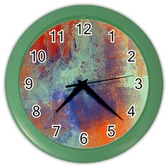 Abstract In Green, Orange, And Blue Color Wall Clocks by digitaldivadesigns