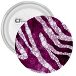 Purple Zebra Print Bling Pattern  3  Buttons Front