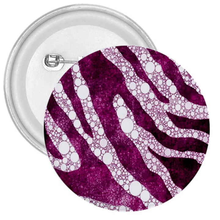 Purple Zebra Print Bling Pattern  3  Buttons