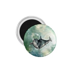 Funny Dswimming Dolphin 1 75  Magnets by FantasyWorld7