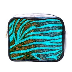 Turquoise Blue Zebra Abstract  Mini Toiletries Bags by OCDesignss