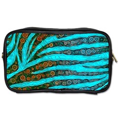 Turquoise Blue Zebra Abstract  Toiletries Bags by OCDesignss