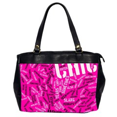 Hot Pink Chic Typography  Office Handbags (2 Sides)  by OCDesignss