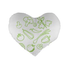 Green Vegetables Standard 16  Premium Heart Shape Cushions by Famous