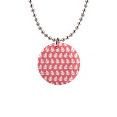 Coral And White Lady Bug Pattern Button Necklaces by GardenOfOphir