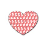 Coral And White Lady Bug Pattern Rubber Coaster (Heart)  Front