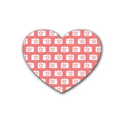 Modern Chic Vector Camera Illustration Pattern Rubber Coaster (heart)  by GardenOfOphir