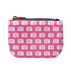 Pink Modern Chic Vector Camera Illustration Pattern Mini Coin Purses by GardenOfOphir