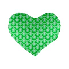 Awesome Retro Pattern Green Standard 16  Premium Heart Shape Cushions by ImpressiveMoments