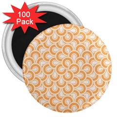 Retro Mirror Pattern Peach 3  Magnets (100 Pack) by ImpressiveMoments