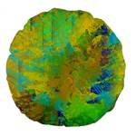 Abstract in Blue, Green, Copper, and Gold Large 18  Premium Round Cushions Front