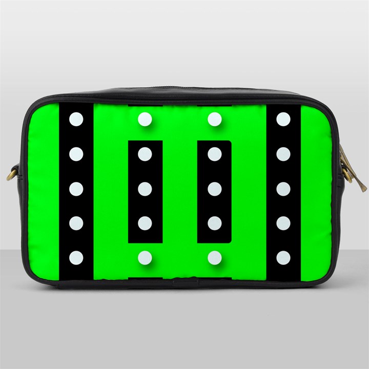 Florescent Green Polka-dot  Toiletries Bags