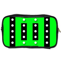 Florescent Green Black Polka-dot  Toiletries Bags by OCDesignss