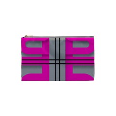 Florescent Pink Grey Abstract  Cosmetic Bag (small)  by OCDesignss