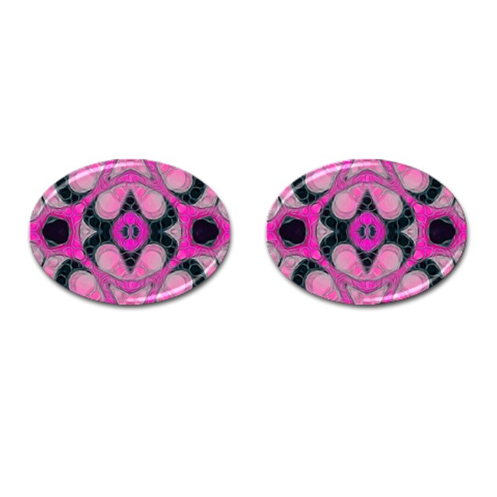 Pink Black Abstract  Cufflinks (Oval)