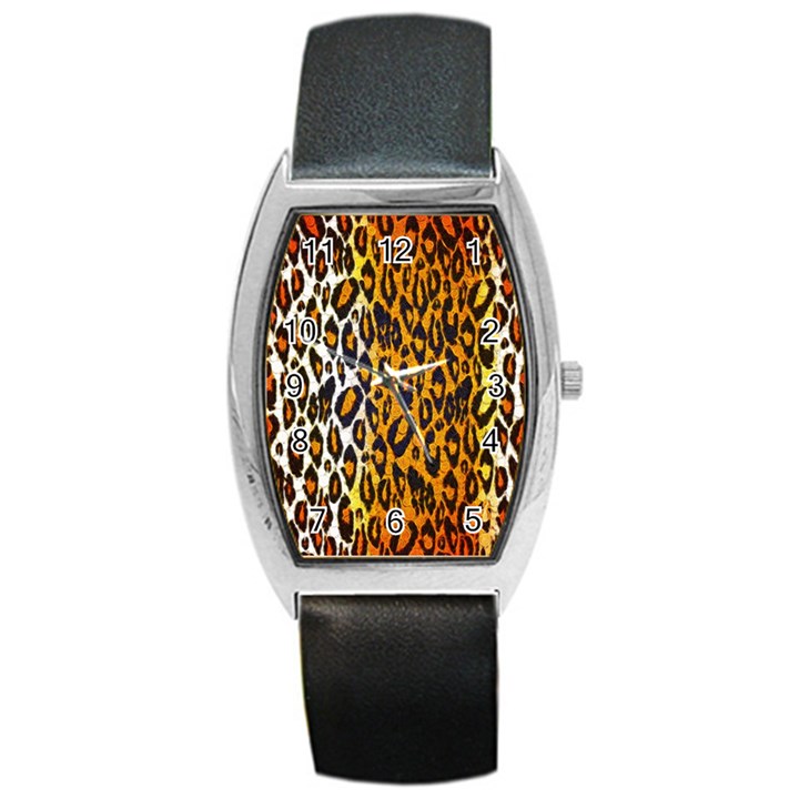 Brown Cheetah Abstract  Barrel Metal Watches