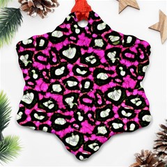 Pink Black Cheetah Abstract  Snowflake Ornament (2-side) by OCDesignss