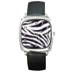 Black&white Zebra Abstract Pattern  Square Metal Watches by OCDesignss