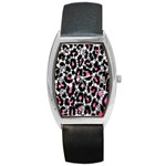 Pink Cheetah Bling  Barrel Metal Watches Front