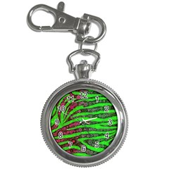 Florescent Green Zebra Print Abstract  Key Chain Watches by OCDesignss