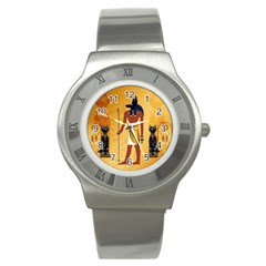 Anubis, Ancient Egyptian God Of The Dead Rituals  Stainless Steel Watches by FantasyWorld7